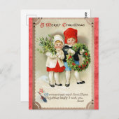 クリスマスヴィンテージかわいい子ビクトリアンたち詩 ポストカード (正面/裏面)