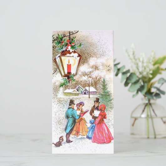 クリスマスヴィンテージが灯篭の下で歌う シーズンカード (スタンド正面)