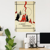クリスマスヴィンテージのポスター ポスター (ホームオフィス)