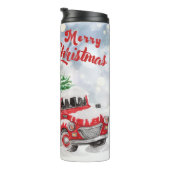 クリスマスヴィンテージの赤いトラック（木製のワゴン雪） タンブラー (回転右)