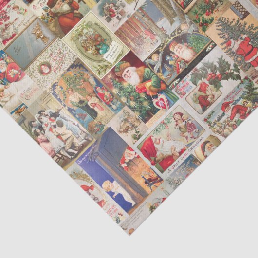 クリスマスヴィンテージはがきサンタホリデーパターン 薄葉紙 (詳細)