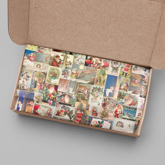 クリスマスヴィンテージはがきサンタホリデーパターン 薄葉紙