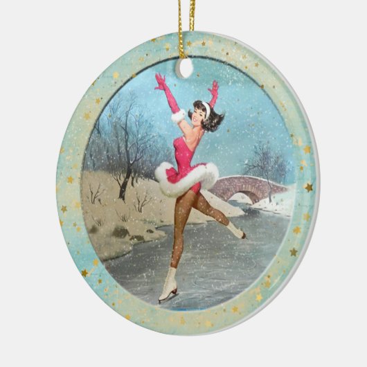 クリスマスヴィンテージアイススケーター セラミックオーナメント (左)