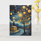 クリスマスヴィンテージアインスパイアートバイヴァンゴッホ カード (黄色い花)
