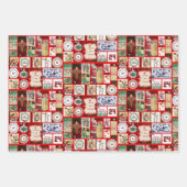 クリスマスヴィンテージアドベントカレンダーサンタクロース ラッピングペーパーシート (正面3)