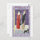 クリスマスヴィンテージアールデコエレガント女性 ポストカード (正面/裏面)