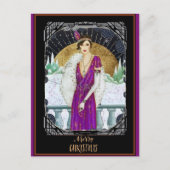 クリスマスヴィンテージアールデコレトロレディ ポストカード (正面)