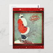 クリスマスヴィンテージアールデコレトロレディ ポストカード (正面/裏面)