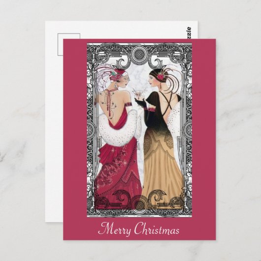 クリスマスヴィンテージアールデコ ポストカード (正面/裏面)