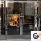 クリスマスヴィンテージウィンドウの固定 ウィンドウサイン (オフィスドア)