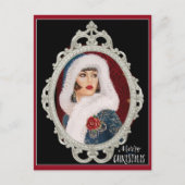 クリスマスヴィンテージエレガントアールデコ女性葉書 ポストカード (正面)