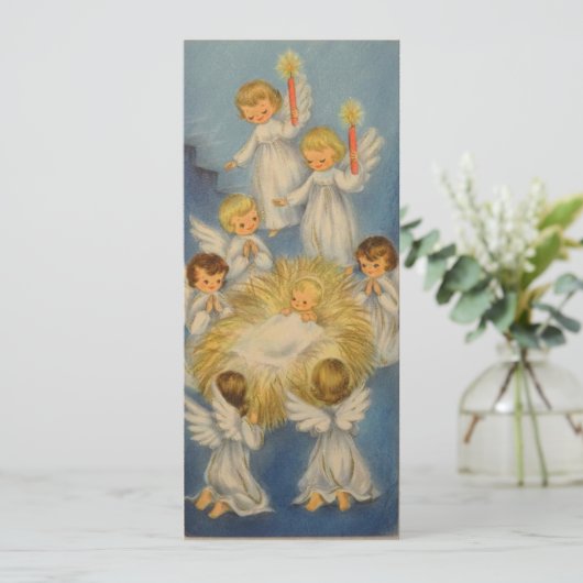 クリスマスヴィンテージエンジェルガールズのまわりにベビーイエス シーズンカード (スタンド正面)