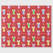 クリスマスヴィンテージエンジェルズレッド ラッピングペーパー (フラット)