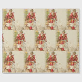 クリスマスヴィンテージオールドセントニックと子供 ラッピングペーパー (フラット)