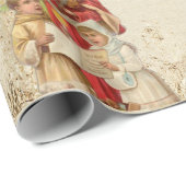 クリスマスヴィンテージオールドセントニックと子供 ラッピングペーパー (ロールコーナー)