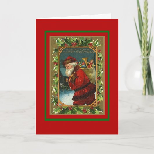 クリスマスヴィンテージカードメリークリスマスサンタ シーズンカード (正面)
