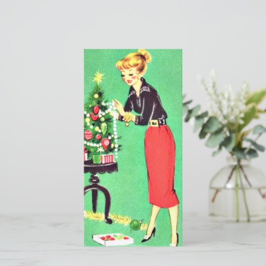 クリスマスヴィンテージガール飾ツリー シーズンカード (スタンド正面)