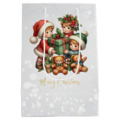 クリスマスヴィンテージキッズギフトメリークリスマス ミディアムペーパーバッグ (裏面)