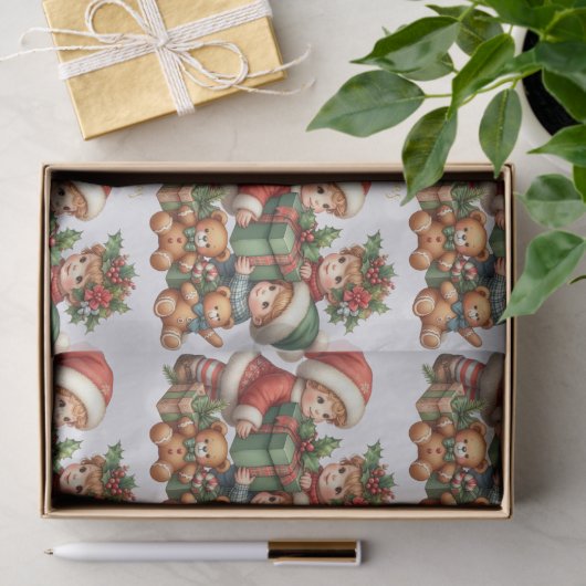 クリスマスヴィンテージキッズギフトメリークリスマス 薄葉紙 (ギフト)