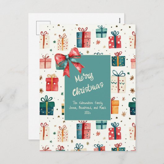 クリスマスヴィンテージギフトパッケージのポストカード シーズンポストカード (正面/裏面)