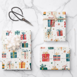 クリスマスヴィンテージギフトパッケージ ラッピングペーパーシート
