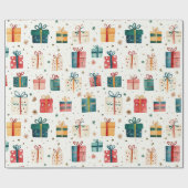 クリスマスヴィンテージギフトパッケージ ラッピングペーパー (フラット)
