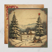 クリスマスヴィンテージグリーティングカード シーズンカード (正面/裏面)