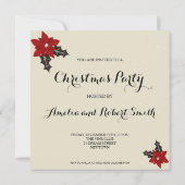 クリスマスヴィンテージコーヒーカップレッドポインセチア 招待状 (裏面)
