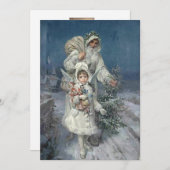 クリスマスヴィンテージサンタとエンジェルinホワイト シーズンカード (正面/裏面)