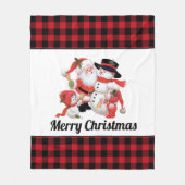 クリスマスヴィンテージサンタアドインの名前またはメッセージ フリースブランケット (正面)