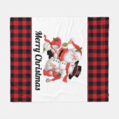 クリスマスヴィンテージサンタアドインの名前またはメッセージ フリースブランケット (正面(横))