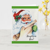 クリスマスヴィンテージサンタクロースいけなまたはニース カード (黄色い花)