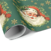 クリスマスヴィンテージサンタクロースウォーターカラーホリデー ラッピングペーパー (ロールコーナー)