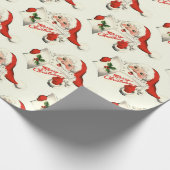 クリスマスヴィンテージサンタクロースウォーターカラーホリデー ラッピングペーパー (角)