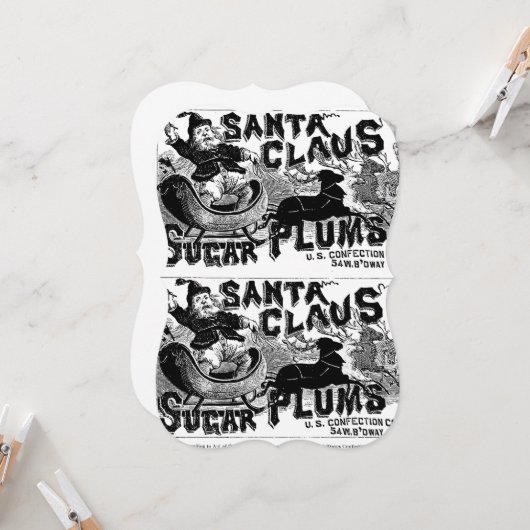 クリスマスヴィンテージサンタクロースフラットグリーティングカード カード (正面/裏面インサイチュ)