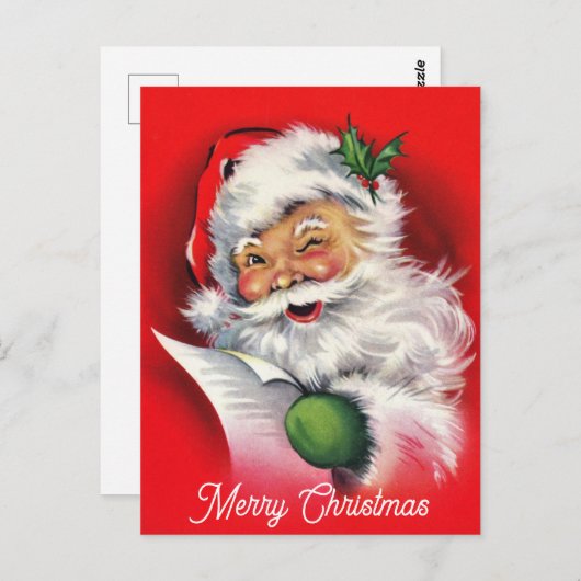 クリスマスヴィンテージサンタクロース ポストカード (正面/裏面)