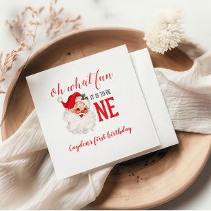 クリスマスヴィンテージサンタファースト誕生日 スタンダードカクテルナプキン