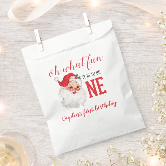 クリスマスヴィンテージサンタファースト誕生日 フェイバーバッグ (クリップ留めされた状態)