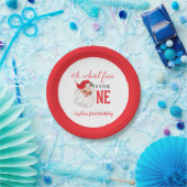 クリスマスヴィンテージサンタファースト誕生日 ペーパープレート (パーティー)