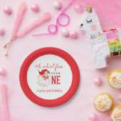 クリスマスヴィンテージサンタファースト誕生日 ペーパープレート (パーティー)