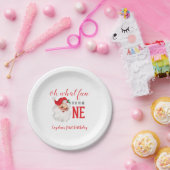 クリスマスヴィンテージサンタファースト誕生日 ペーパープレート (パーティー)