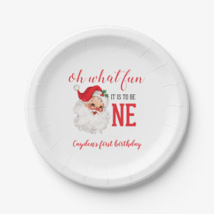 クリスマスヴィンテージサンタファースト誕生日 ペーパープレート