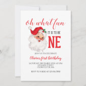 クリスマスヴィンテージサンタファースト誕生日 招待状 (正面)