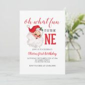 クリスマスヴィンテージサンタファースト誕生日 招待状 (スタンド正面)