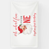 クリスマスヴィンテージサンタファースト誕生日 横断幕 (縦)