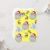 クリスマスヴィンテージサンタ小妖精や小人フラットグリーティングカード カード (正面/裏面インサイチュ)