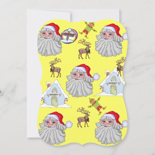 クリスマスヴィンテージサンタ小妖精や小人フラットグリーティングカード カード (正面)