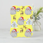 クリスマスヴィンテージサンタ小妖精や小人フラットグリーティングカード カード (スタンド正面)