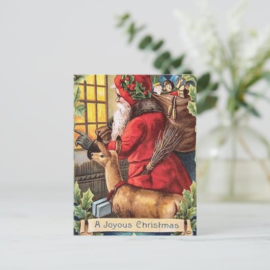 クリスマスヴィンテージサンタ葉書 シーズンポストカード (スタンド正面)