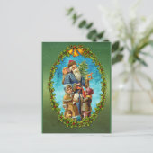 クリスマスヴィンテージサンタw/キッズクリスマスツリー&トイズ ポストカード (スタンド正面)